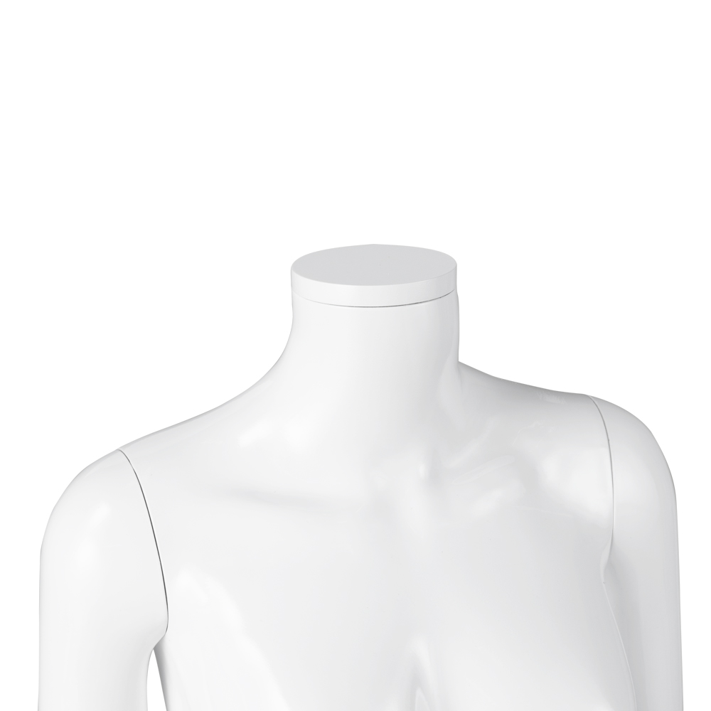 Glossy White Plastic Female Mannequin Removable Egghead